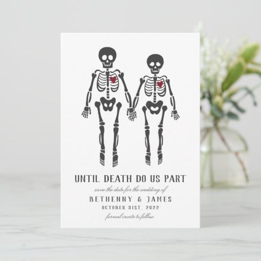 Gothic Skeletons Invitation Kaart (Staand voorkant)