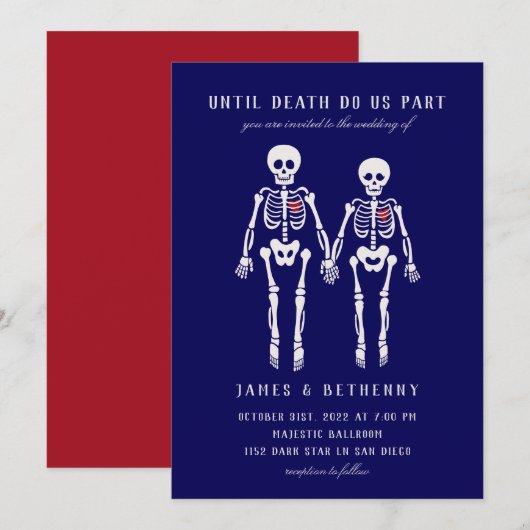Gothic Skeletons Invitation Kaart (Voorkant / Achterkant)