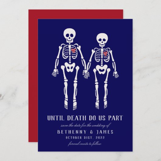 Gothic Skeletons Invitation Kaart (Voorkant / Achterkant)