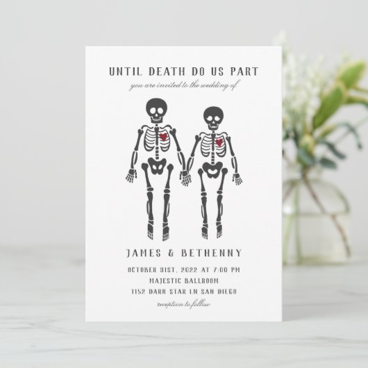 Gothic Skeletons Invitation Kaart (Staand voorkant)