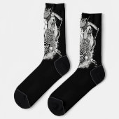 Gothic Skeletons Skulls Death Scythe on Black Sokken (Links)