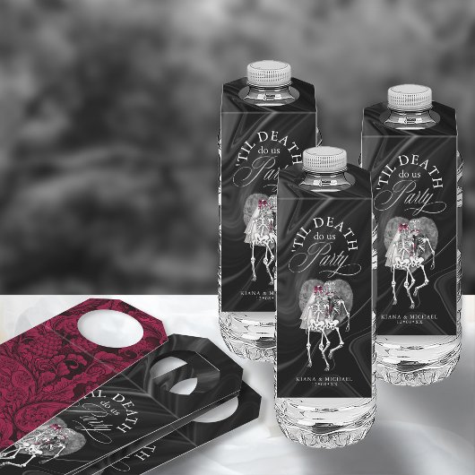 Gothic Skeletons 'Til Death Party Burgundy ID866 Flessenhanger