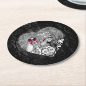 Gothic Skeletons Wedding Burgundy ID866 Ronde Kartonnen Onderzetter (Gebogen)