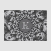 Gothic Skull Abstract zwart-wit monogram Tissuepapier (Voorkant)