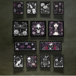 Gothic Skull and Bugs Scrapbook Ephemera stempels 