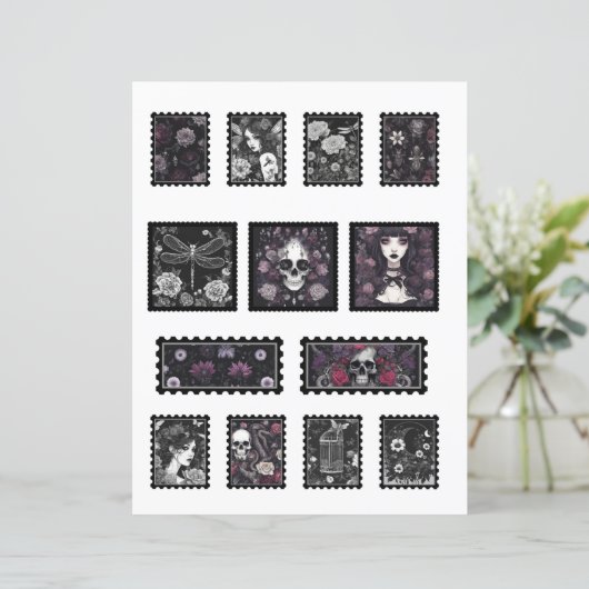 Gothic Skull and Bugs Scrapbook Ephemera stempels  (Staand voorkant)