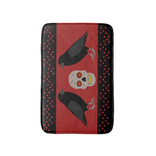 Gothic Skull and Guardian Ravens Halloween Badmat (Voorkant Verticaal)