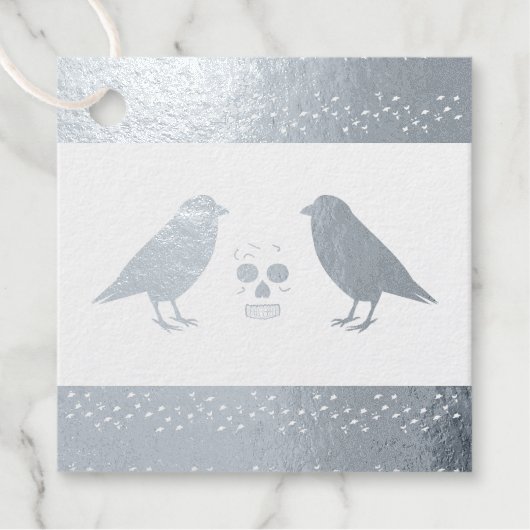 Gothic Skull and Guardian Ravens Halloween Bedankjes Labels (Voorkant)