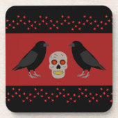 Gothic Skull and Guardian Ravens Halloween Bier Onderzetter (Voorkant)