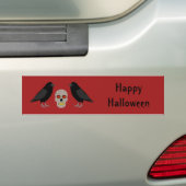 Gothic Skull and Guardian Ravens Halloween Custom Bumpersticker (Op auto)