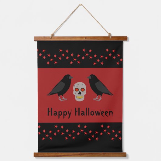 Gothic Skull and Guardian Ravens Halloween Custom Hangend Wandkleed (Voorkant)