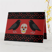 Gothic Skull and Guardian Ravens Halloween Custom Kaart (Gele Bloem)