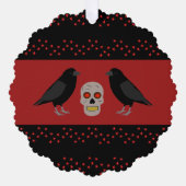 Gothic Skull and Guardian Ravens Halloween Custom Ornament Kaart (Voorkant)