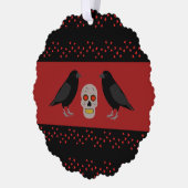 Gothic Skull and Guardian Ravens Halloween Custom Ornament Kaart (Links)