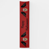Gothic Skull and Guardian Ravens Halloween Custom Spandoek (Verticaal)