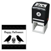 Gothic Skull and Guardian Ravens Halloween Custom Zelfinktende Stempel (In situ)