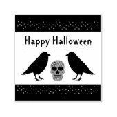 Gothic Skull and Guardian Ravens Halloween Custom Zelfinktende Stempel (Design)