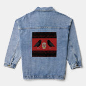 Gothic Skull and Guardian Ravens Halloween Denim Jacket (Achterkant)