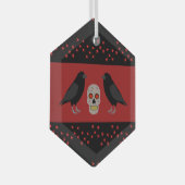 Gothic Skull and Guardian Ravens Halloween Glas Ornament (Voorkant Rechts)