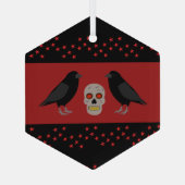 Gothic Skull and Guardian Ravens Halloween Glas Ornament (Achterkant)