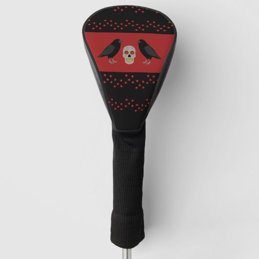 Gothic Skull and Guardian Ravens Halloween Golfheadcover (Voorkant)