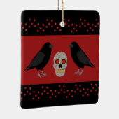 Gothic Skull and Guardian Ravens Halloween Keramisch Ornament (Rechts)