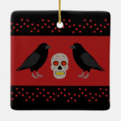Gothic Skull and Guardian Ravens Halloween Keramisch Ornament (Achterkant)