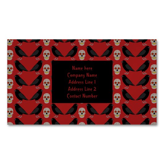 Gothic Skull and Guardian Ravens Halloween Magnetisch Visitekaartje (Voorkant)