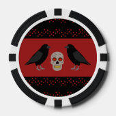 Gothic Skull and Guardian Ravens Halloween Poker Chips (Voorkant)