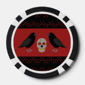 Gothic Skull and Guardian Ravens Halloween Poker Chips (Achterkant)
