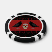 Gothic Skull and Guardian Ravens Halloween Poker Chips (Enkel)