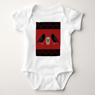 Gothic Skull and Guardian Ravens Halloween Romper
