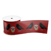 Gothic Skull and Guardian Ravens Halloween Satijnen Lint (Spoel)