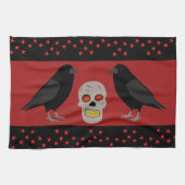 Gothic Skull and Guardian Ravens Halloween Theedoek (Horizontaal)