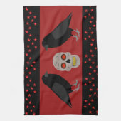 Gothic Skull and Guardian Ravens Halloween Theedoek (Verticaal)