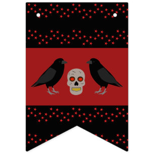 Gothic Skull and Guardian Ravens Halloween Vlaggetjes