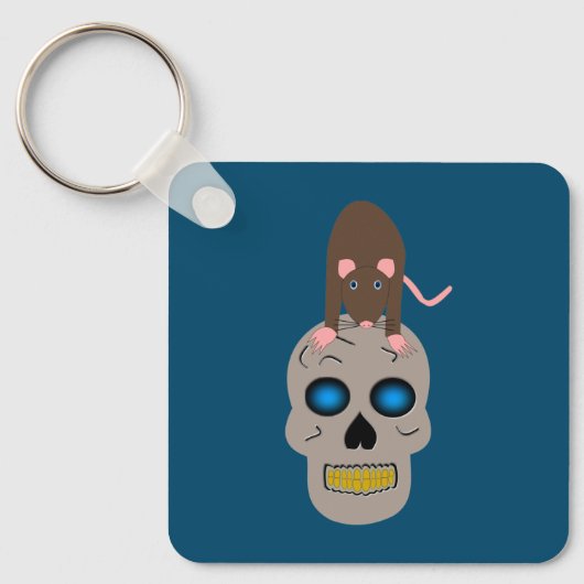 Gothic Skull and Rat Halloween Custom Favor Sleutelhanger (Voorkant)