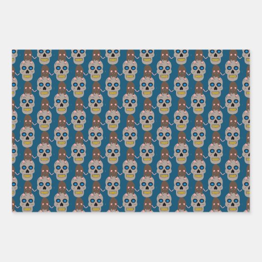 Gothic Skull and Rat Halloween Custom Inpakpapier Vel (Voorkant)