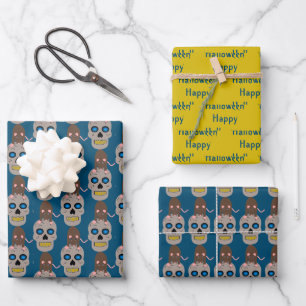 Gothic Skull and Rat Halloween Custom Inpakpapier Vel