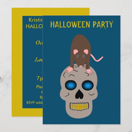 Gothic Skull and Rat Halloween Custom Kaart (Voorkant / Achterkant)