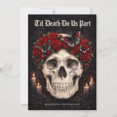 Gothic Skull and Roses Wedding Invitation Kaart (Voorkant)