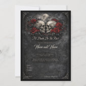 Gothic Skull and Roses Wedding Invitation Kaart (Achterkant)