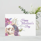 Gothic Skull and Rozen Moederdag Card (Staand voorkant)