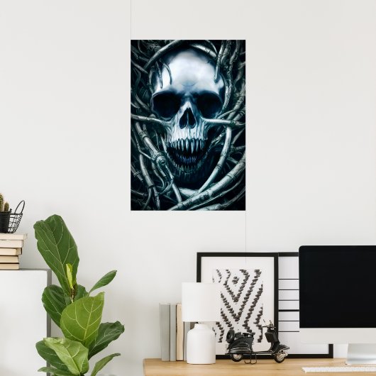Gothic Skull Art: Creepy Death Metal Sigil Poster (Thuiskantoor)