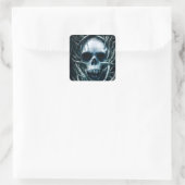 Gothic Skull Art: Creepy Death Metal Sigil Vierkante Sticker (Tas)