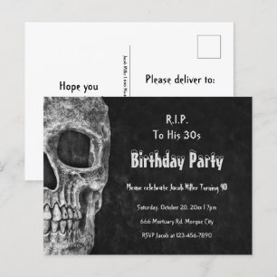 Gothic Skull Birthday Party RIP naar zijn 30s Uitnodiging Briefkaart