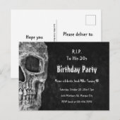 Gothic Skull Birthday Party RIP naar zijn 30s Uitnodiging Briefkaart (Voorkant / Achterkant)