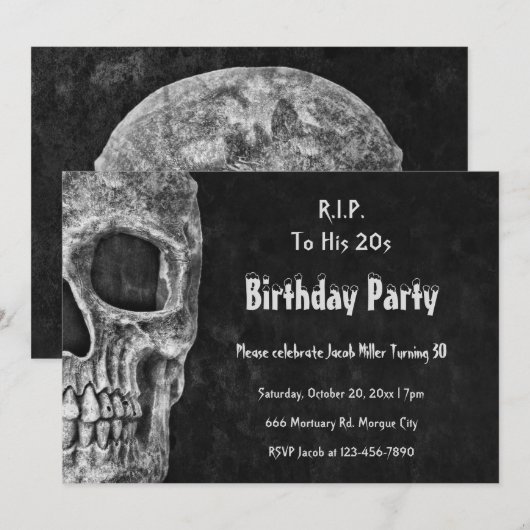 Gothic Skull Birthday Party RIP naar zijn twintig Kaart (Voorkant / Achterkant)