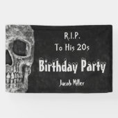 Gothic Skull Birthday Party RIP naar zijn twintig Spandoek (Horizontaal)