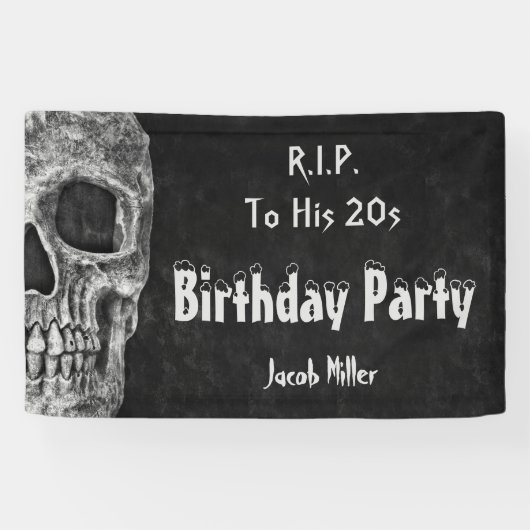 Gothic Skull Birthday Party RIP naar zijn twintig Spandoek (Horizontaal)